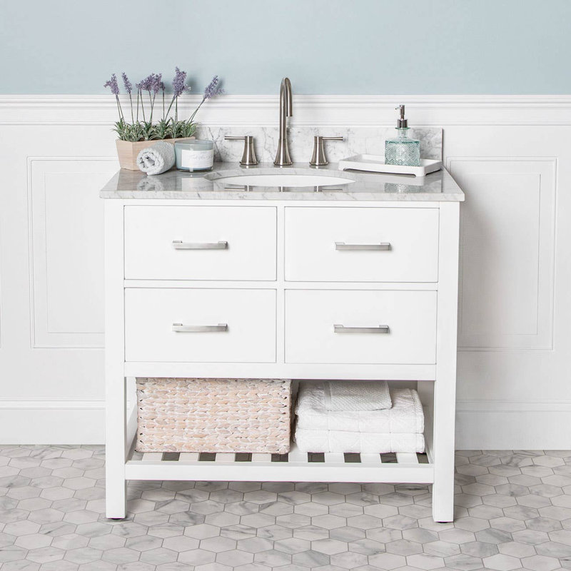 Base de meuble-lavabo simple 35 po seulement, Blanc
