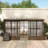 12x14ft Lean-to Aluminum Gazebo Sunroom With Sloping Polycarbonate Roof, Detachable Polycarbonate Screens And 2 Lockable Sliding Doors