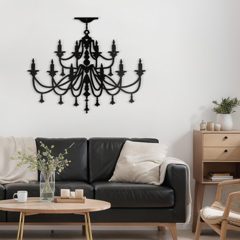 Wall Decor Metal, Black, 15" H x 18" W x 0.05" D