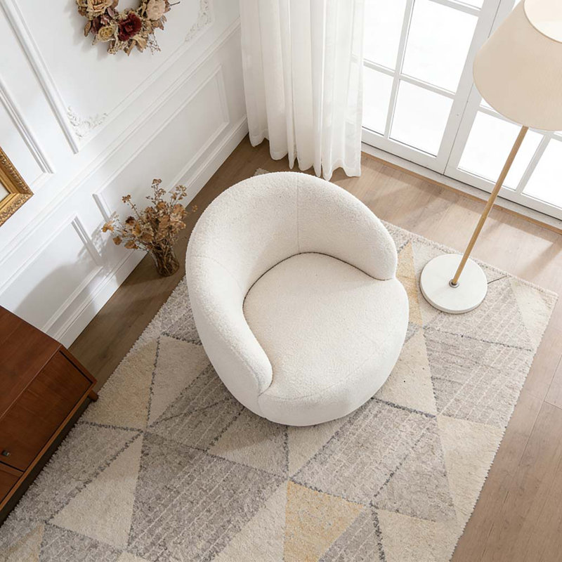 Fauteuil demi-tonneau Teddy, Ivoire ivoire