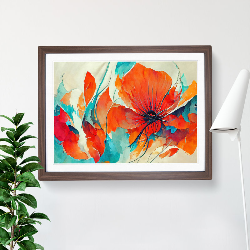 Flowers - Framed Print, 25cm H x 34cm W, Walnut Framed