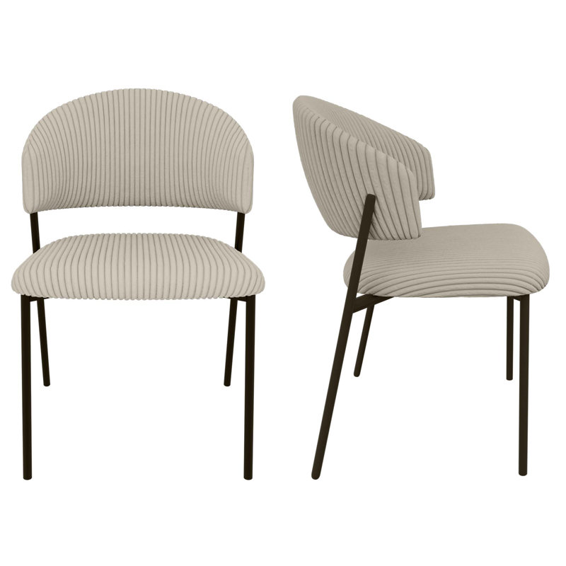 Chaises de salle à manger en velours côtelé, Gris, 2