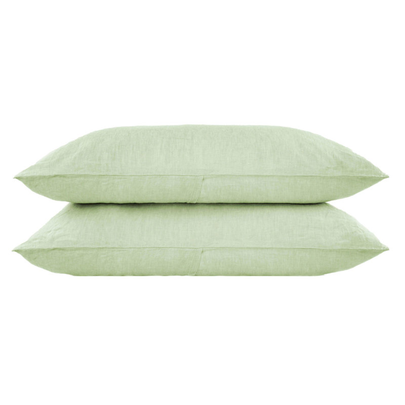 Matcha Green 100% French Linen Standard Pillowcase Set