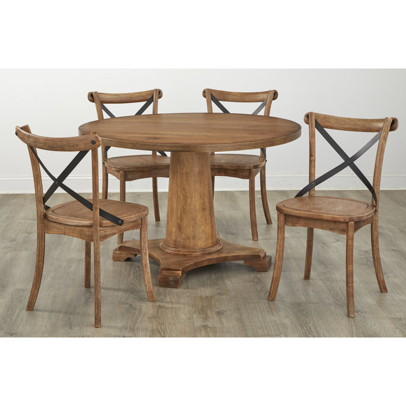 Gumm Pedestal Dining Set, 5 Pieces: 1 Table, 4 Chairs