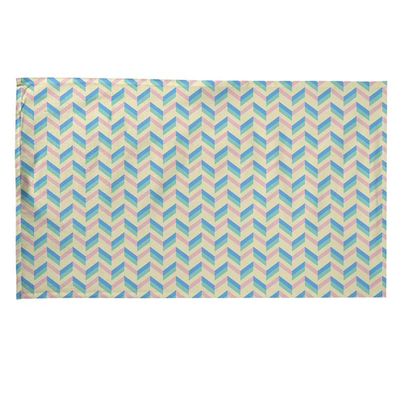 Serviette à thé chevron Mcguigan, Sergé de coton, Bleu / Rose / Jaune