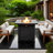 28" Propane Gas Fire Pit Table, 50000 BTU Square Steel Fire Pit For Outside Patio Deck Garden Backyard-Black