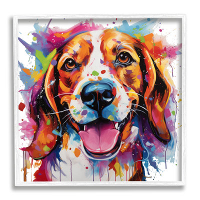 «Ba-349», impression «Happy Dog Modern Splash» encadrée sur bois par Marybeth Cunningham