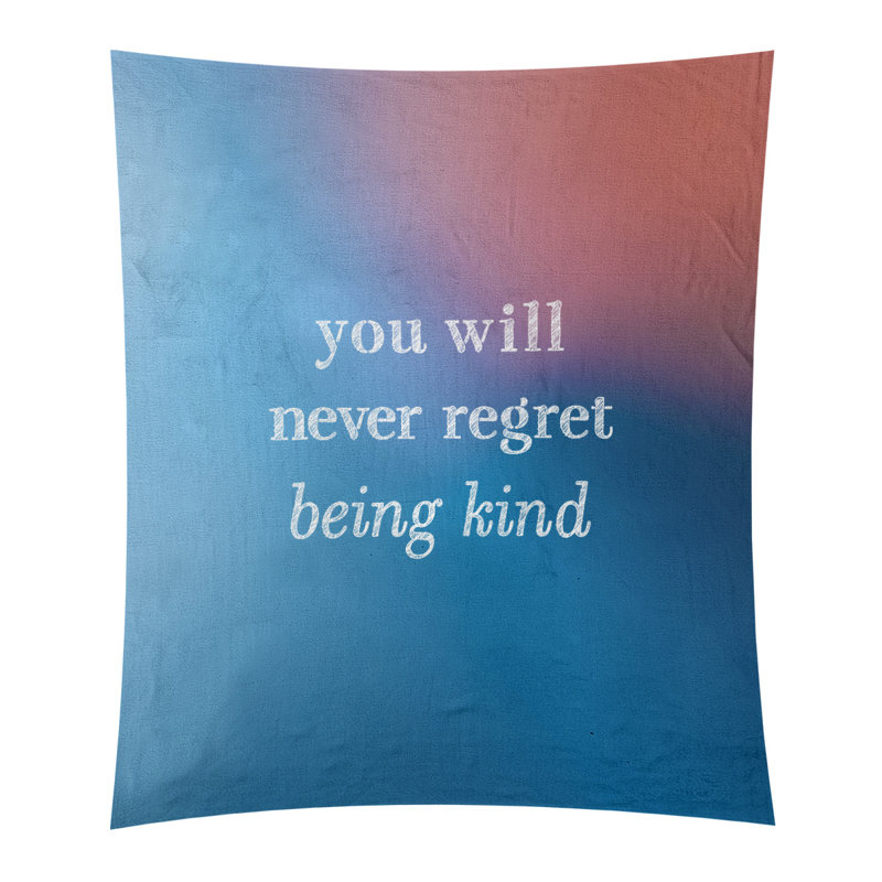 Tapisserie en polyester à citation manuscrite, H 60 po x l 51 po, Bleu / rose