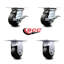 4 Inch Rubber on Steel Caster Set with Ball Bearing 2 Brakes and 2 Rigid SCC