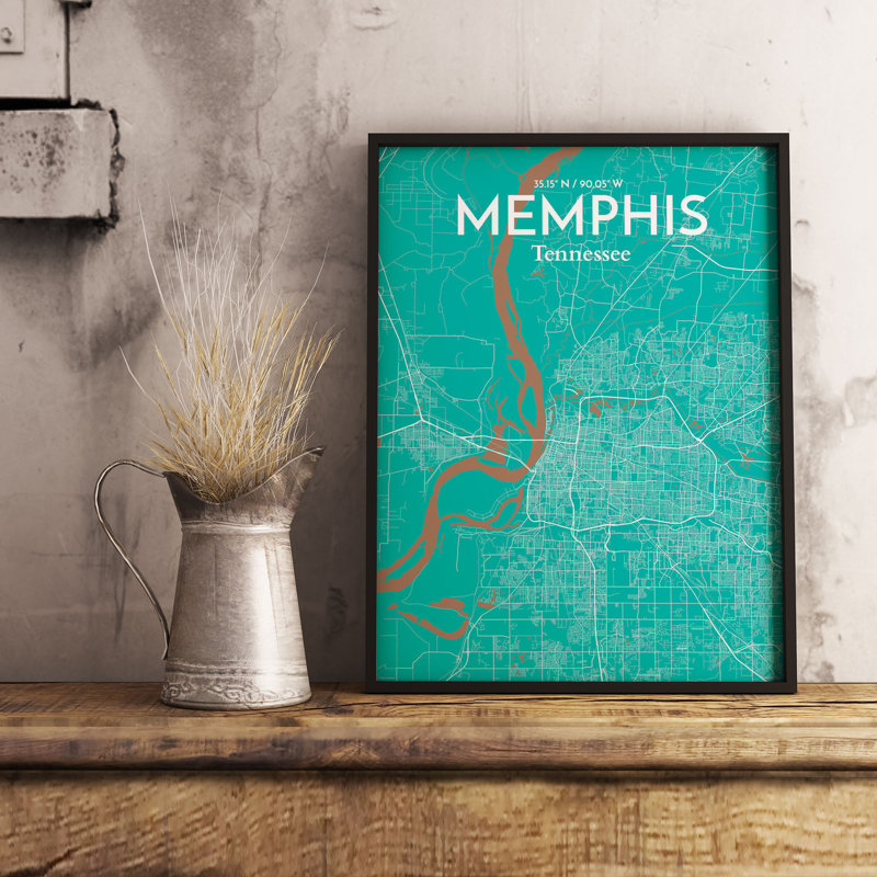 Memphis City Map - No Frame Print, 91.4cm H x 61cm W x 0.13cm D