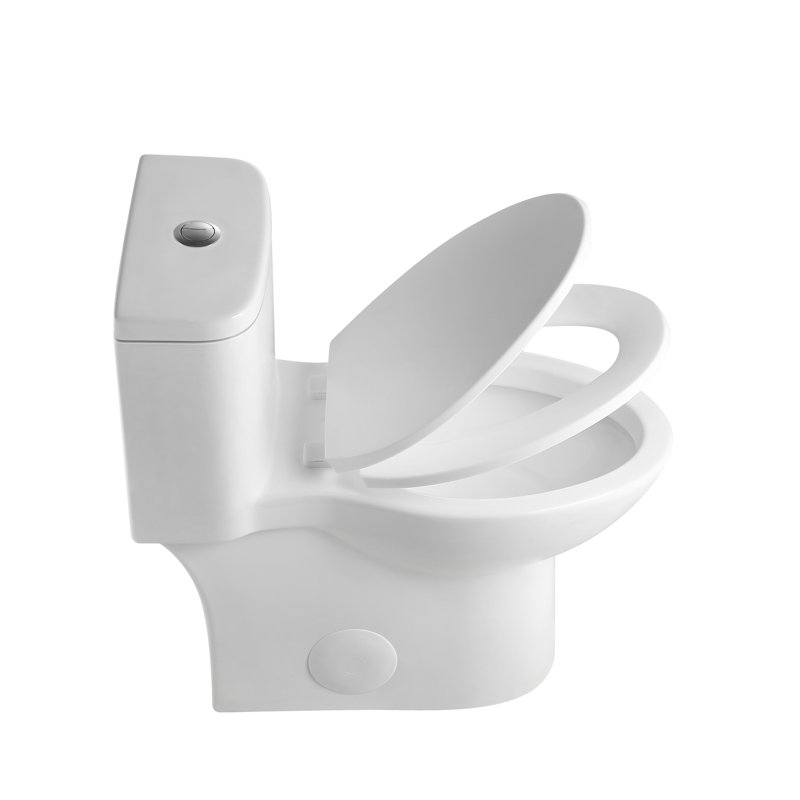 17" Height Toilet With 1.1/1.6 System, Rimless Bowl, Soft Close Seat, Glossy White 006 For Bathroom Modern Double Flush, Wash Basin, Gentle Gloss