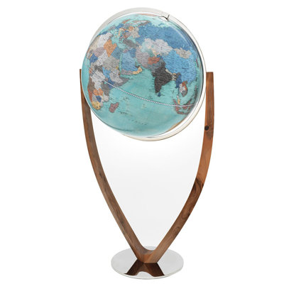 Versus 12-inch Contemporary Designer Globe - Minimal Map with Metal Meridian