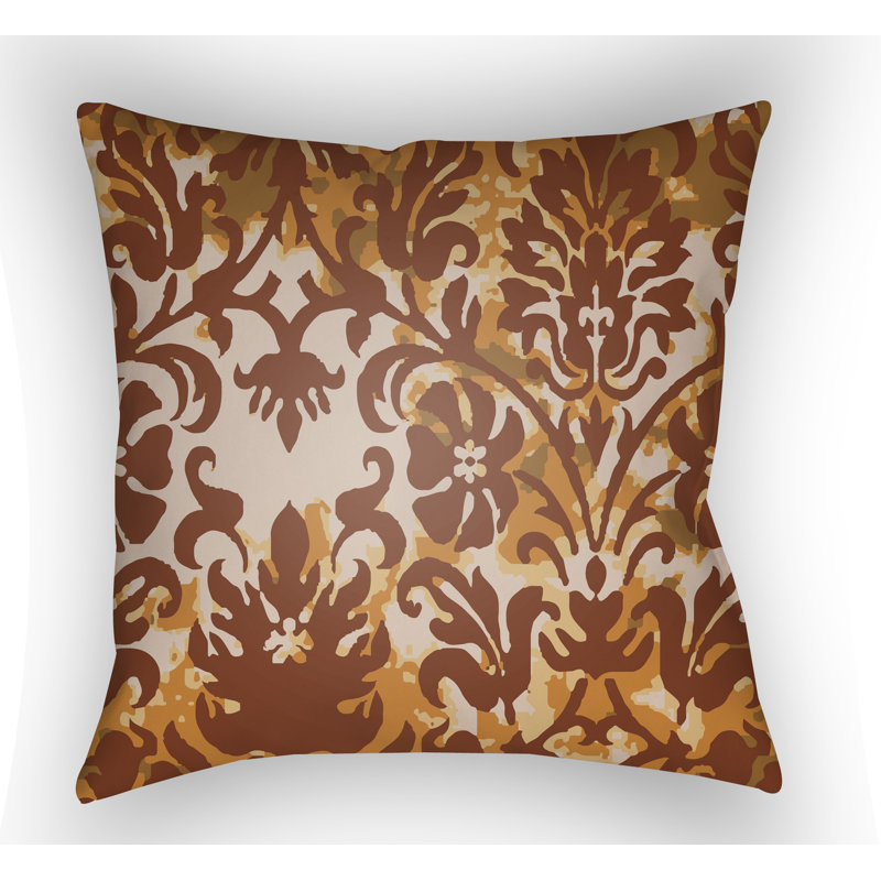 Damask Reversible Throw Pillow, 20" H x 20" W x 4" D, Rust