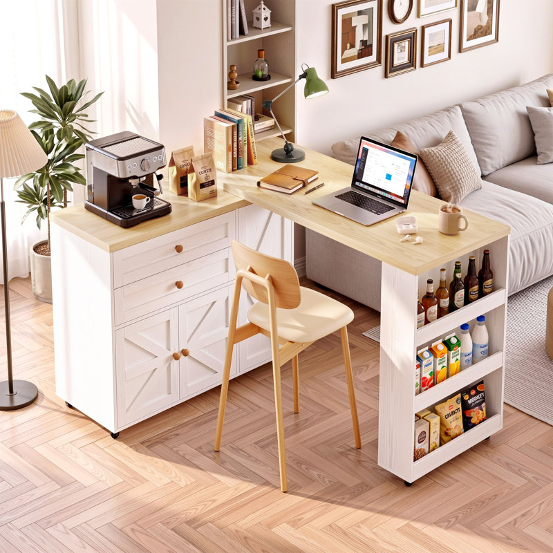 Aranty 71" Kitchen Island with 3 Shelves, Drawers, Lockable Casters & 360° Swivel Table