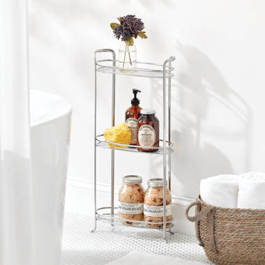 iDesign 3-Tier Free-Standing Steel Shower Caddy, Silver, Forma