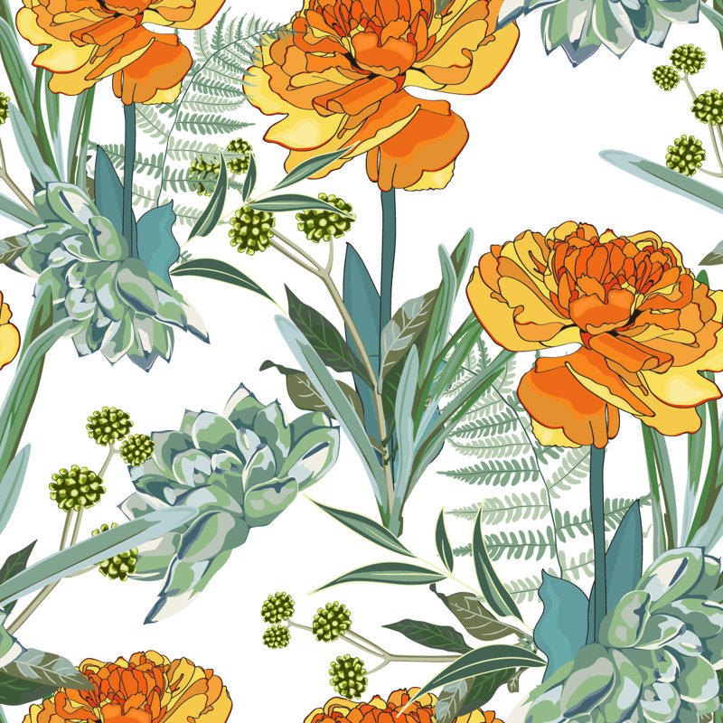 Peel & Stick Floral Tile, 2.08' W x 10.42' L