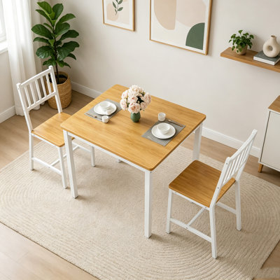 Ensemble de table de salle à manger 3 pièces avec 2 chaises et design industriel