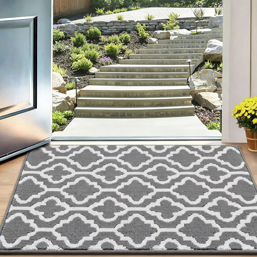 Absorbent Non-slip Doormat Grey Door Mats Indoor Washable, 80 x 120 cm