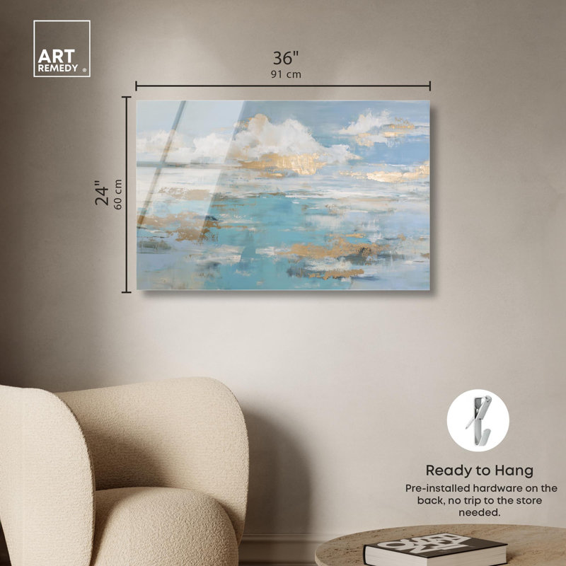 «Skyward Glint Blue», reproduction d'art par Art Remedy, H 24 po x l 36 po