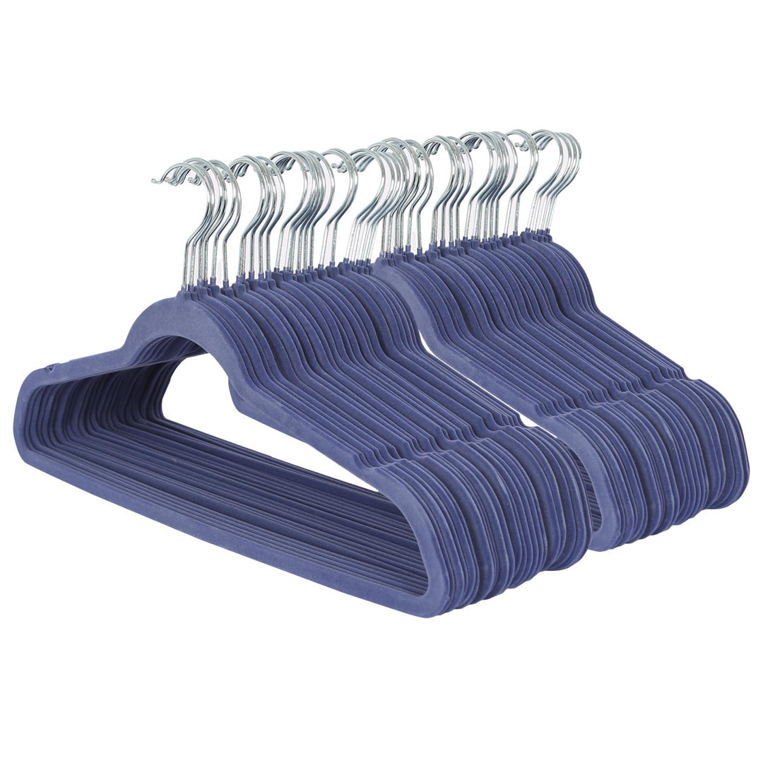 Harbour Housewares - Velvet Hangers - Non-Slip Coat Hangers with Trouser Bar