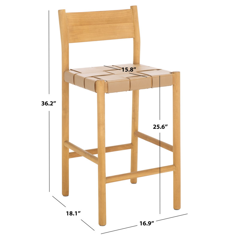 Tabouret de comptoir en cuir tissé Hentges, Tanné