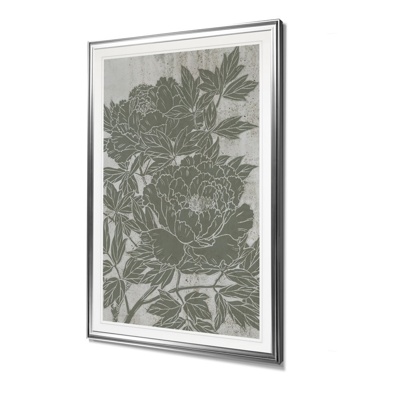 « fleuriing pivoine i »-impression sur toile, H 24 po x l 20 po x P 1,5 po, Cadre argenté