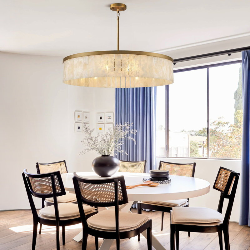 10 lumières lumineuses suspendues rondes cylindriques à intensité variable de 41,3 po de diamètre pour salle à manger, Laiton