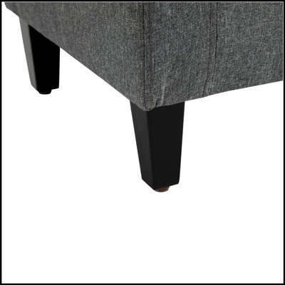 Storage Ottoman, Linen Upholstered Storage Bench with Lift Top and Button Tufted for Living Room