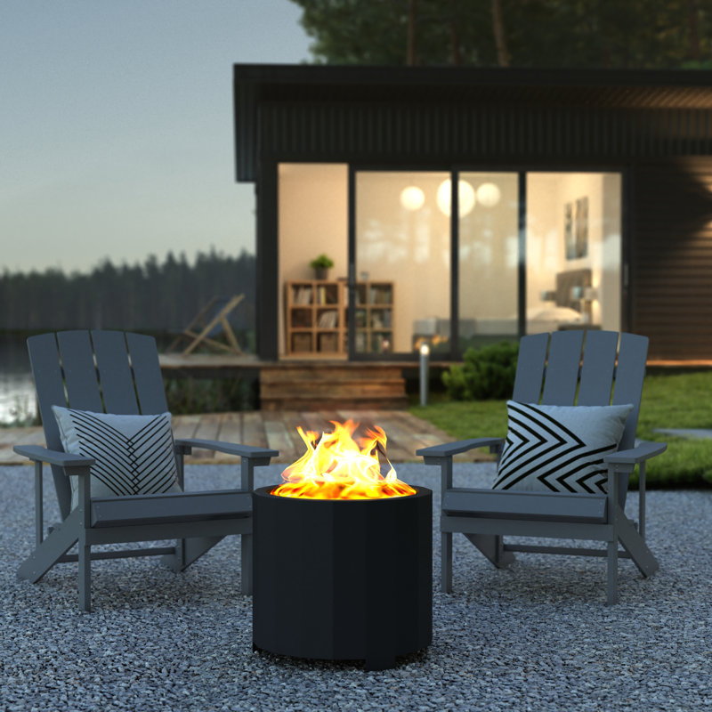 Portable Commercial Grade Outdoor Smokeless Wood Burning Fire Pit, 17.75" H x 19.5" W x 19.5" D, Black