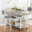 3 - Person Four Leg Dining Set, Bar Table Set With Storage And Wine Shelves, With Counter Height Faux Marble Table And 2 Stools, Space Saving Bar Table And Chairs Set For Dining Room