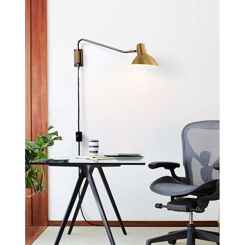 Lampe murale pivotante - Laiton brossé, à brancher, gradateur, Laiton brossé