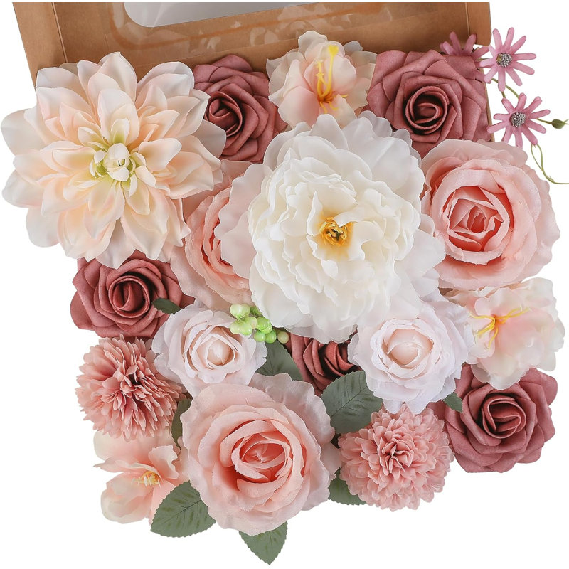 Arrangement floral en soie rosée