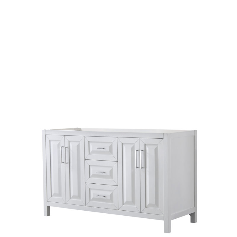 Daria 60'' W Double Vanity, White, White Cultured Marble, Brushed Gold