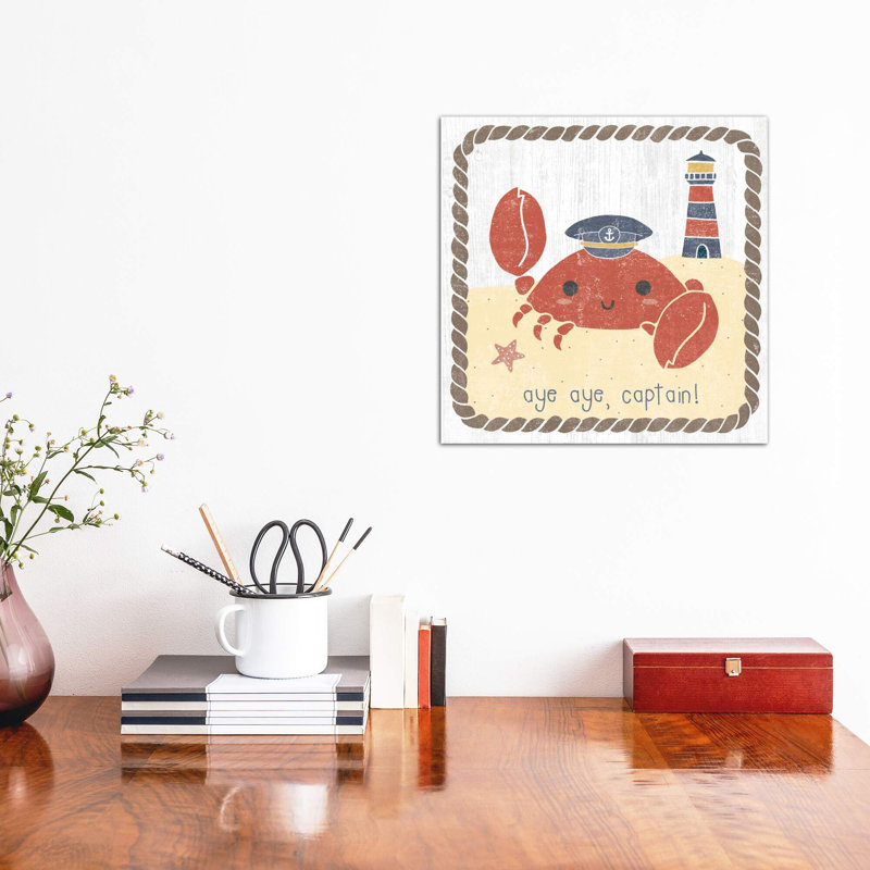 «Nautical Friends II» par Moira Hershey, reproduction d'art sur toile, H 18 po x l 18 po x 1,5 po, Pas de tapis
