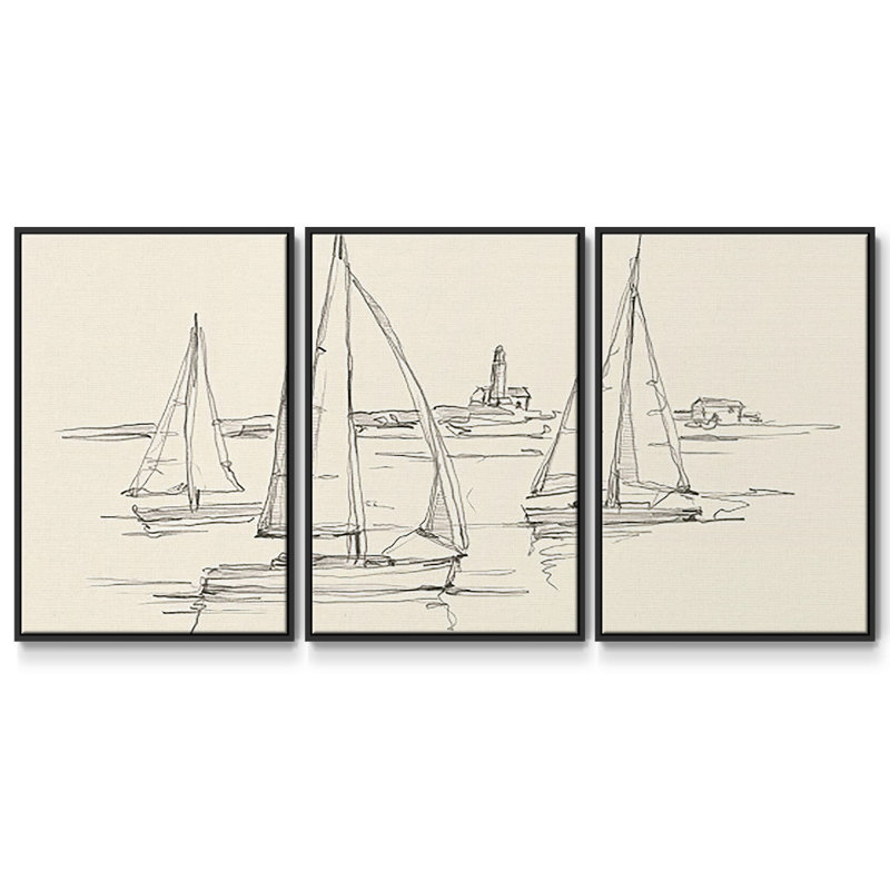 Coastal Contour S Croquis II, 3 pièces, H 36 po x l 75 po, Cadre noir