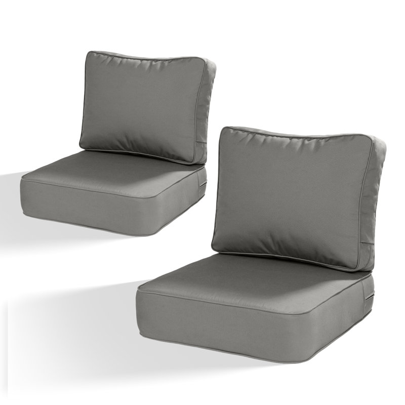 6 Inch Sunbrella Outdoor Chair Seat Back Cushion Set, 25" W x 25" D, Canvas Charcoal