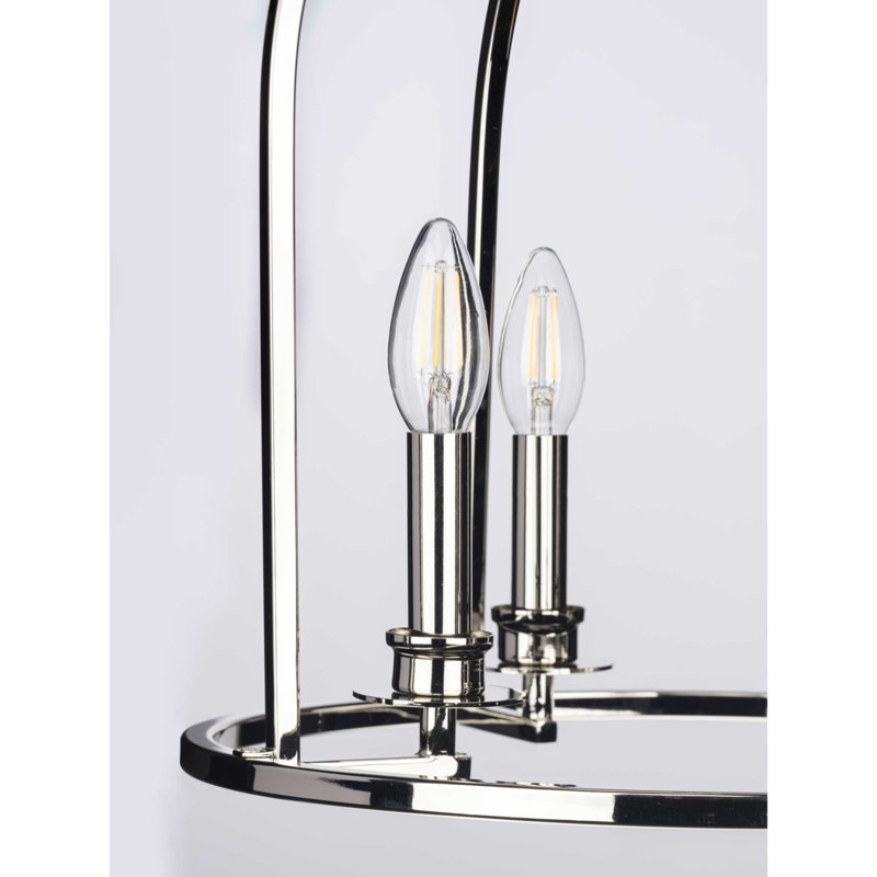 Lustre géométrique grise 4 lumières Gatun, Nickel poli