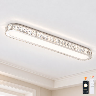 1 - Light 47.2" Rectangle Crystal Led Dimmable Flush Mount