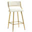 (ENSEMBLE de 2) tabourets de bar 26 po à hauteur de comptoir en velours côtelé avec dossier, base chromée dorée et repose-pieds (BEIGE)