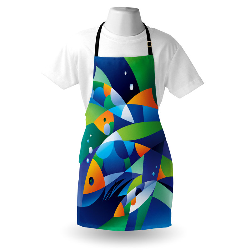 Multicolore, tablier d'art abstrait East Urban Home, unisexe, poissons sous l'eau