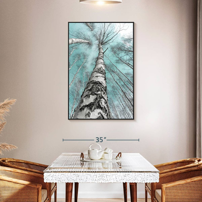 Bouleaux imposants, 31 po x 46 po, Cadre flottant noir