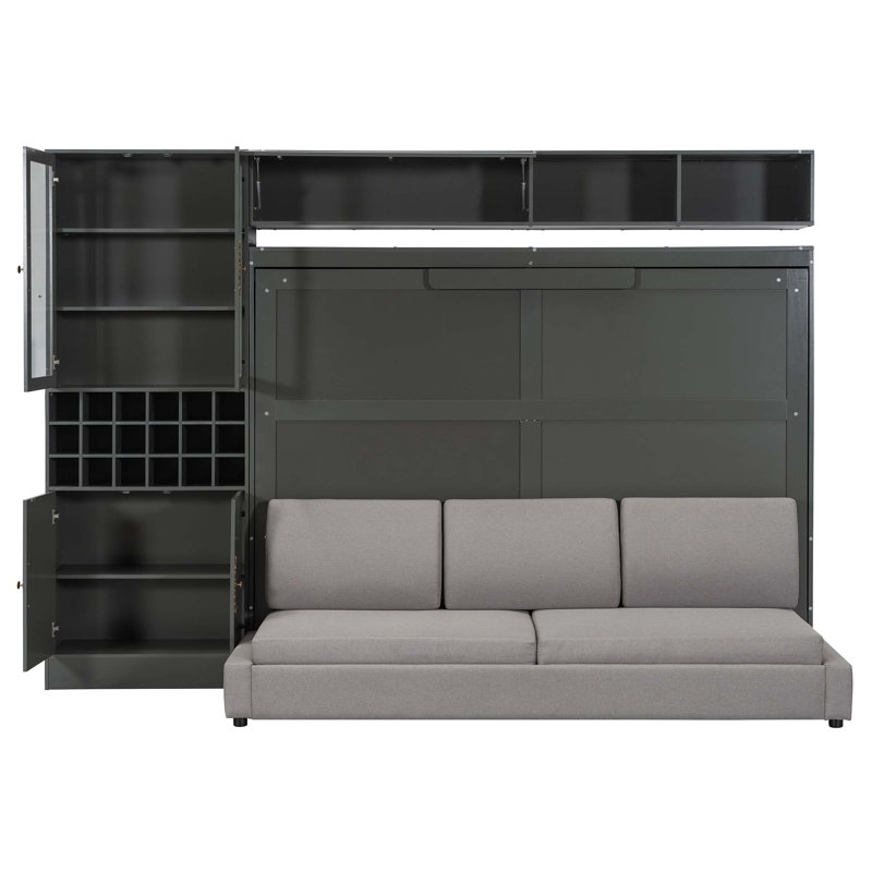 Murphy Bed Wall Bed with Sofa,Shelves USB & Light