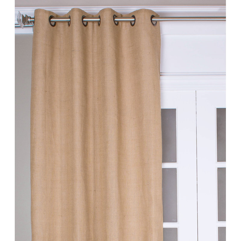 Panneau de rideau obscurcissant en coton uni avec dessus à œillets pour le salon, Naturel, L 47 po x L 96 po