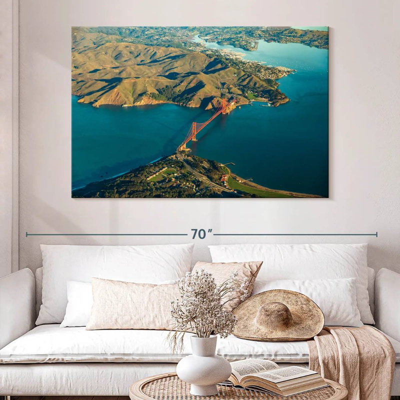 Vue aérienne du Golden Gate Bridge, H 34 po x l 51 po