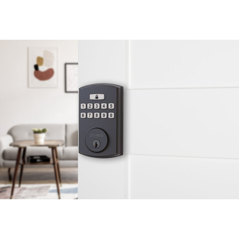 Brinks Electronic Keypad Deadbolt Lock, Matte Black