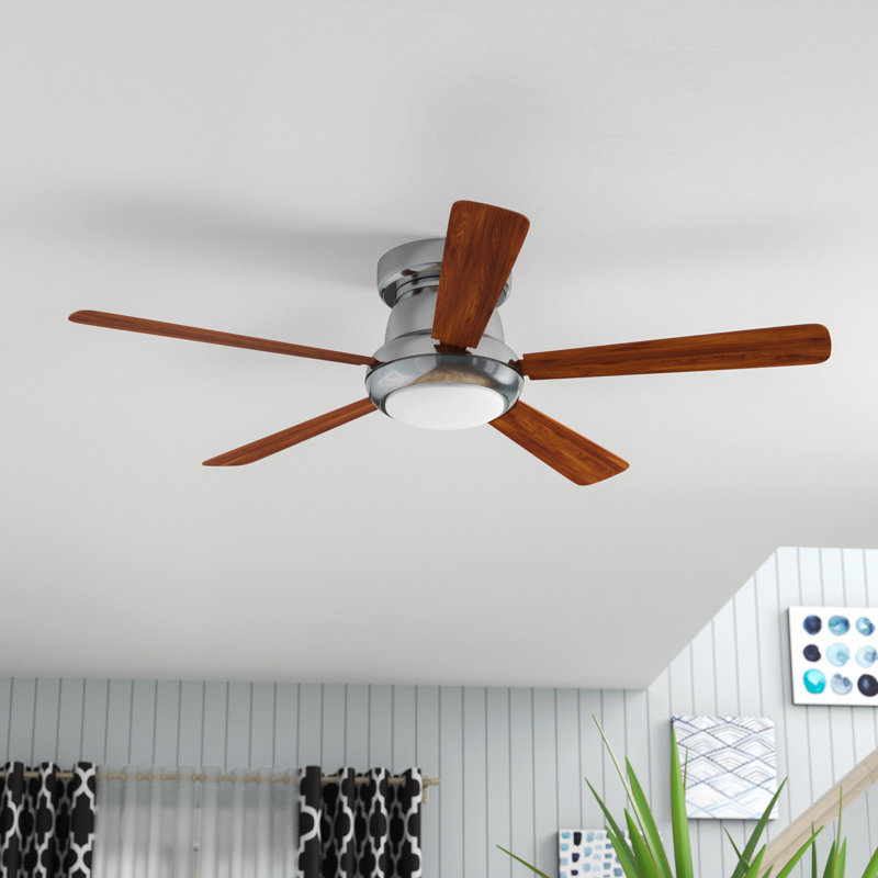 Vox 52'' Ceiling Fan with LED Lights, Chrome with Brown Blades