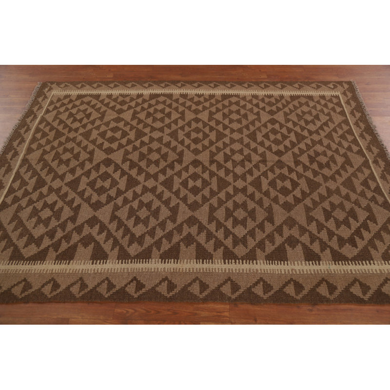 Brown Kilim Area Rug 5x6