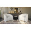 Chaise d'appoint pivotante - 34 po de largeur, revêtement bouclé blanc givré, pivotant à 360 ° avec base en bois massif, chaise de salon moderne