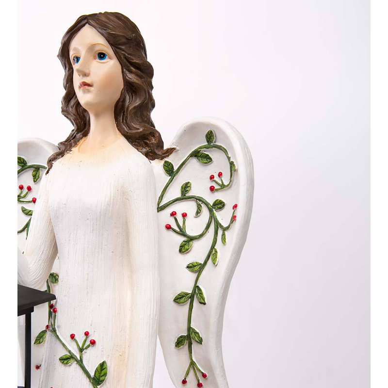 Statue de jardin d'ange avec lanterne solaire
