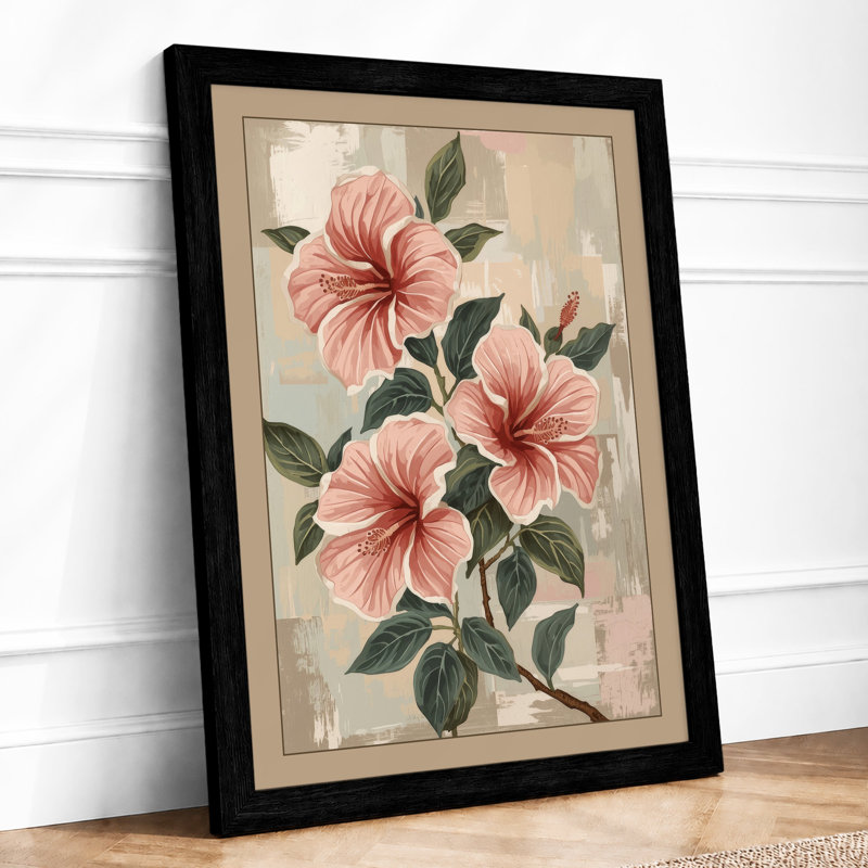 Hibiscus Bloom Botanical - Framed Print, A1 - 84.1 x 59.4 cm, Black